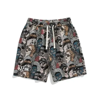 FORIDER Casual Shorts Unisex Embroidered Person