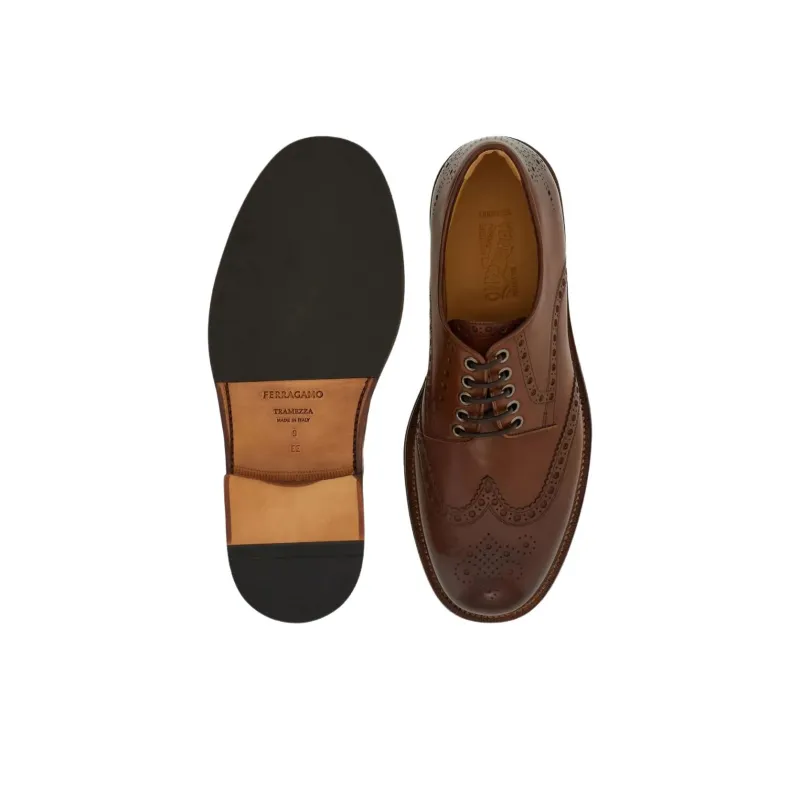 FERRAGAMO Tramezza Dress Shoes Men's Brown-4