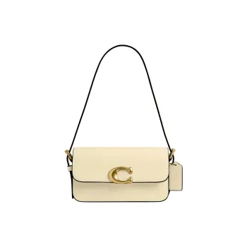 COACH Zoe Cow Leather Shoulder Bag Trumpets Women's Brass & Moonlight