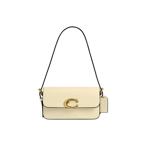 COACH Zoe Cow Leather Shoulder Bag Trumpets Women's Brass & Moonlight