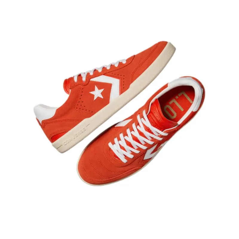 Converse Cons Wear resistant And Lightweight Low Top Skateboard Shoes Unisex Orange Red-3