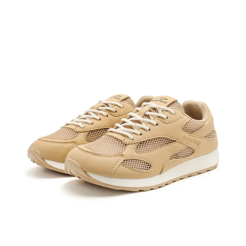 DEERWAY Height Increasing Abrasion Resistant Lightweight Slip Resistant Low Top Casual Shoes Women's Brown-1