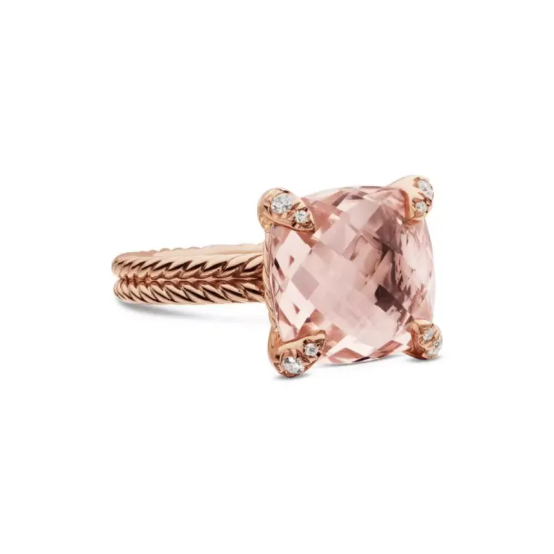 David Yurman 18kt Rose Gold Chatelaine Morganite And Diamond Ring 11mm-1