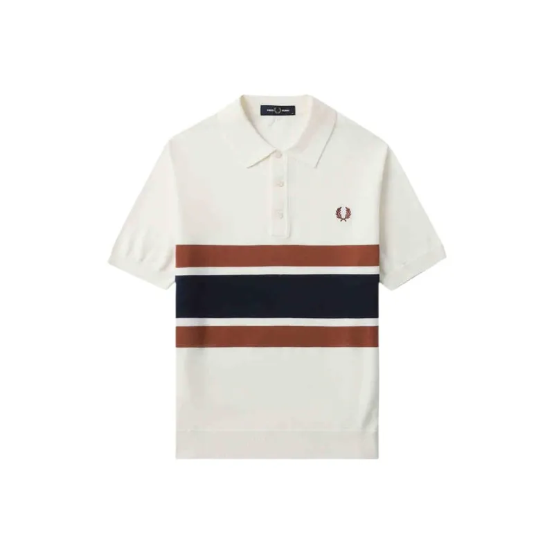FRED PERRY Panelled Knitted Polo Shirt-0