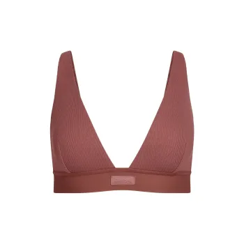 SKIMS SS25 COTTON RIB PLUNGE BRALETTE Bra Women's 1 Pack