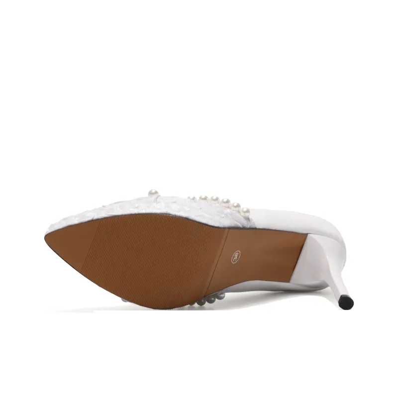 Be Good Slim Heel High Heels Women's White-9
