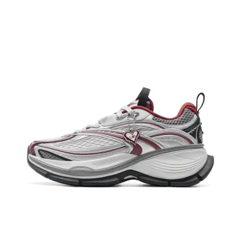 XTEP Basque 2 Abrasion Resistant Lightweight Height Increasing Low Top Casual Shoes Women's Silver Gray Red