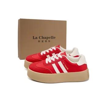 La Chapelle Abrasion Resistant Lightweight Slip Resistant Low Top Skateboard Shoes Women's Red