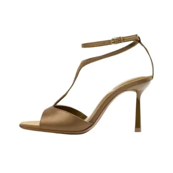 ZARA One Strap Sandals 8.5cm Women's Khaki Green