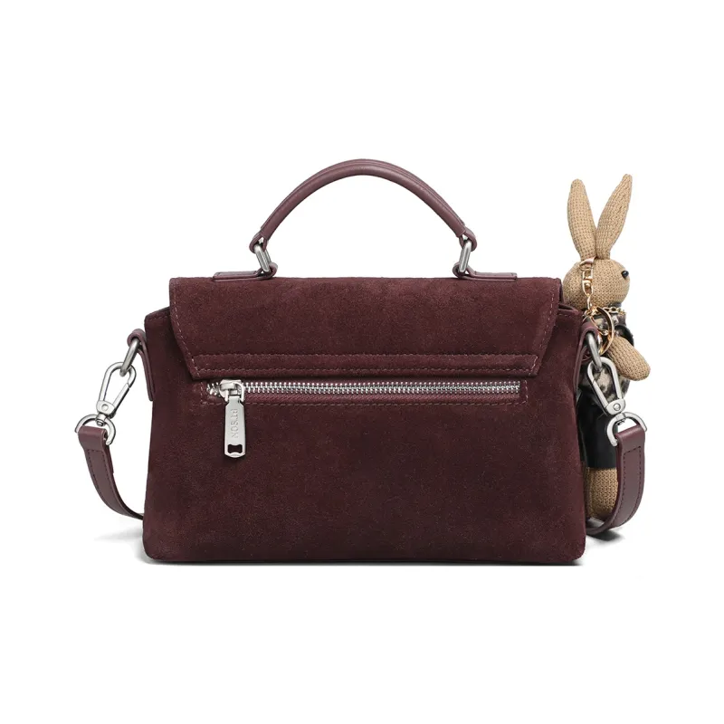 PT'SON Cow Leather Shoulder Bag, Crossbody Bag, Handbag Women's Wine Purple-4