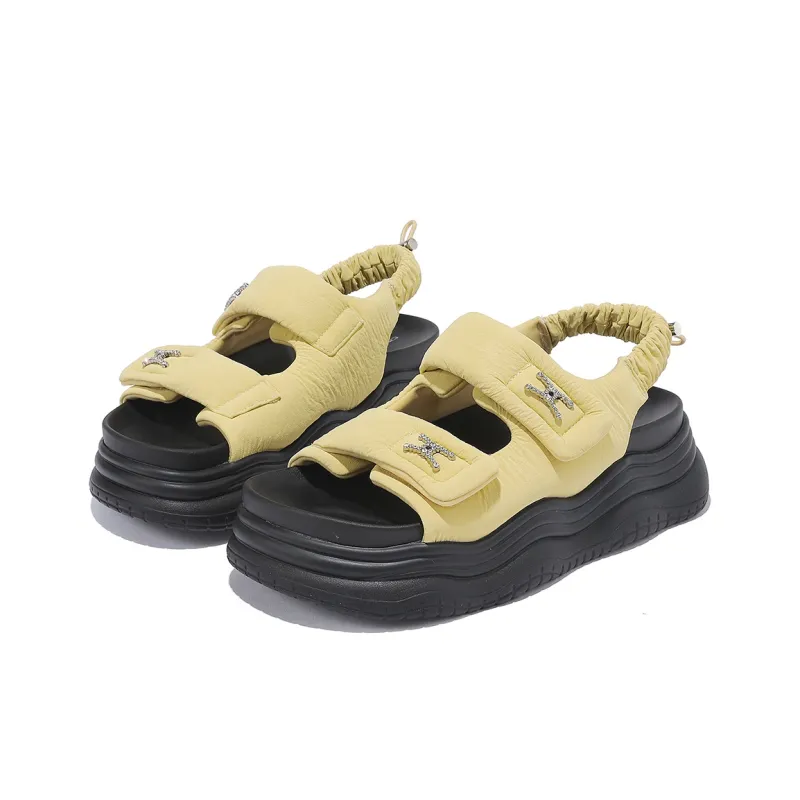 CARDANRO Beach Sandals Women's Black/Yellow-8