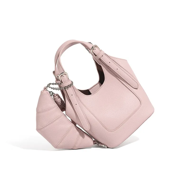 Vigno Synthetic Leather Shoulder Bag, Crossbody Bag, Handbag Regular Women's Pink/Black/Ecru-5