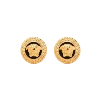 VERSACE Brass Stud Earrings Unisex Gold