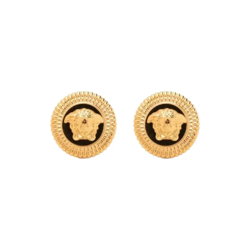 VERSACE Brass Stud Earrings Unisex Gold-0