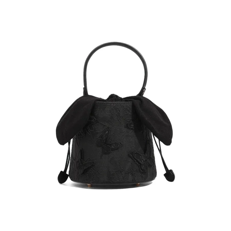 CLEVER& KETCH PU Bucket Bag, One Shoulder Handbag Women's White/Black-5