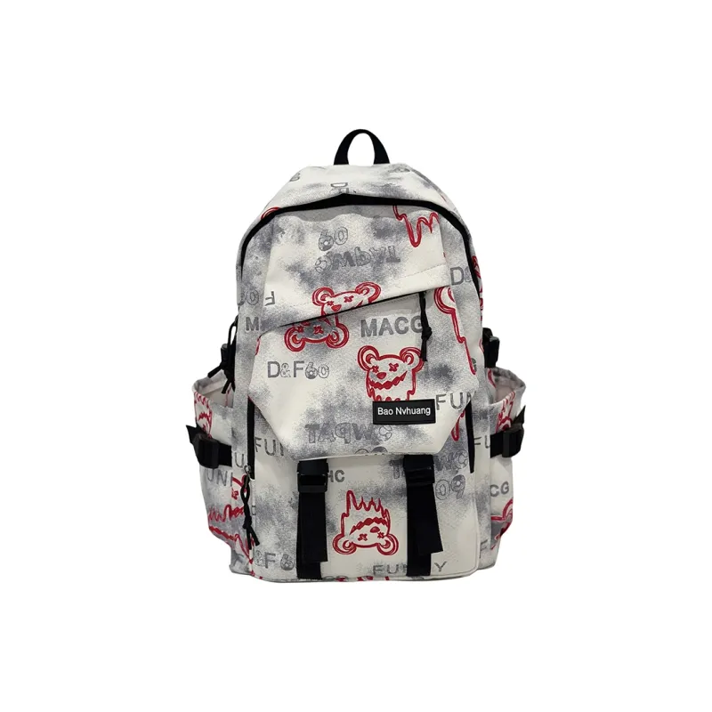 WICKBUEN Nylon Fabric Backpack Regular Unisex Black/Red/Khaki/Blue-0