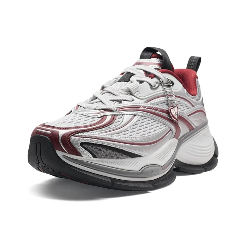 XTEP Basque 2 Anti Slip And Wear Resistant Height Increasing Low Top Casual Shoes Men's Silver Gray Red-1