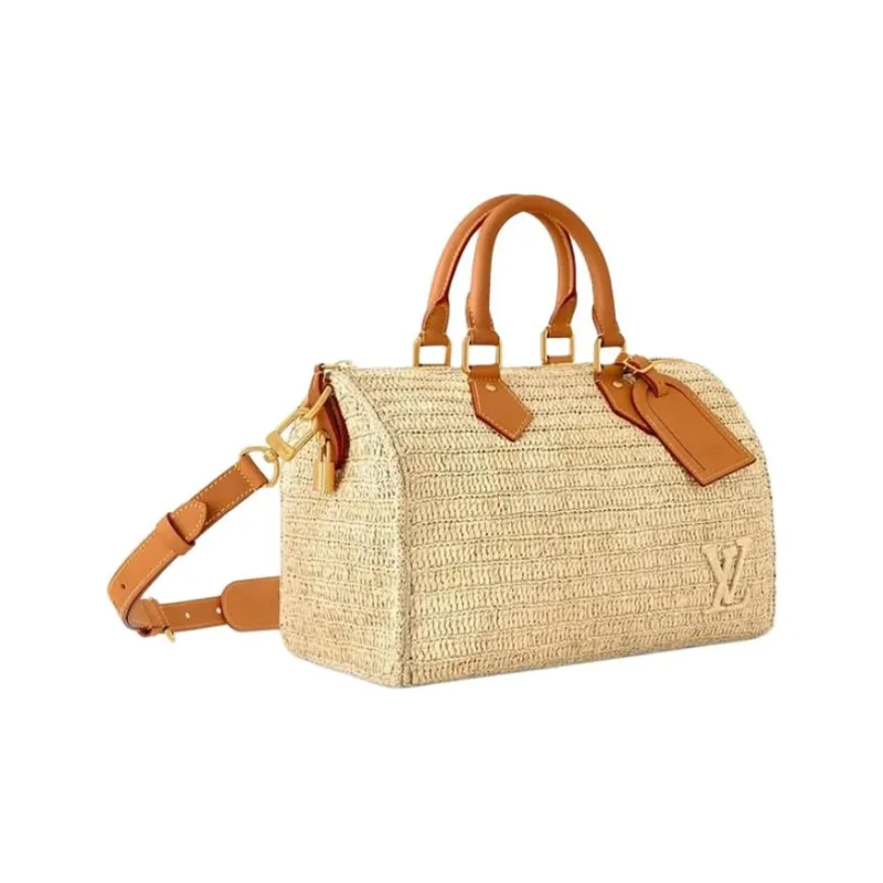 LOUIS VUITTON Speedy Raffia Shoulder Bag, Crossbody Bag, Handbag Men's Light Brown-1