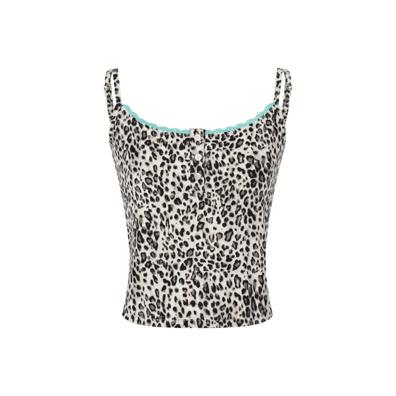 LA CRAWFISH Tank Tops Women's Sweetheart Leopard Print-0