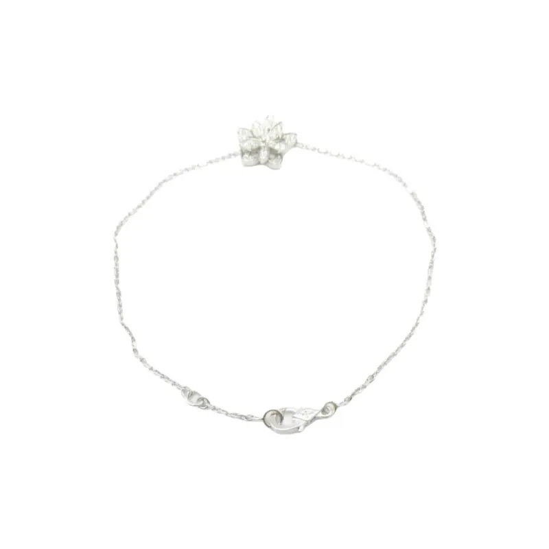 Van Cleef & Arpels 2010s 18K White Gold Lotus Diamond Bracelet-1
