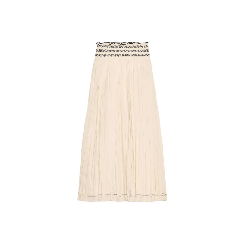 ZARA Casual Long Skirts Women's Beige-0