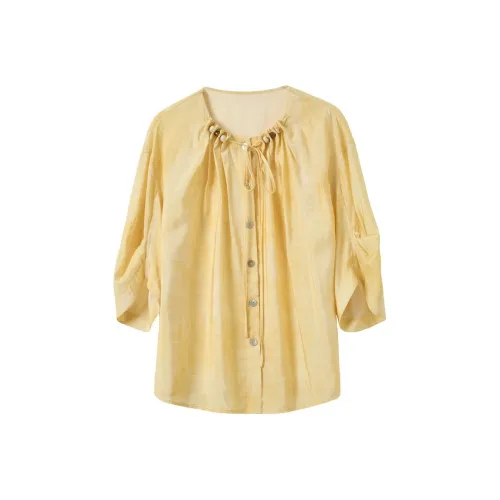3COLOUR Shirts Women's Yellow Blended