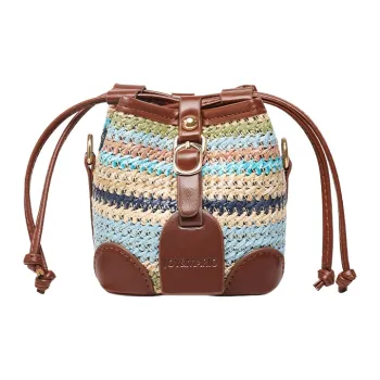 Joy&Mario Fabric, Synthetic Leather Bucket Bag, Shoulder Bag Women's Multicolor
