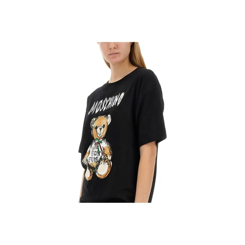 MOSCHINO Teddy Bear Printed Crewneck Midi T Shirt Dress-3