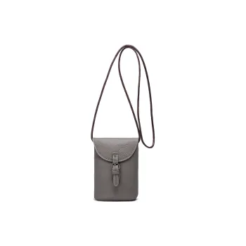 Ace Paul Top Grain Cow Leather Shoulder Bag, Crossbody Bag, Cell Phone Pouch Unisex Elephant Gray/Black