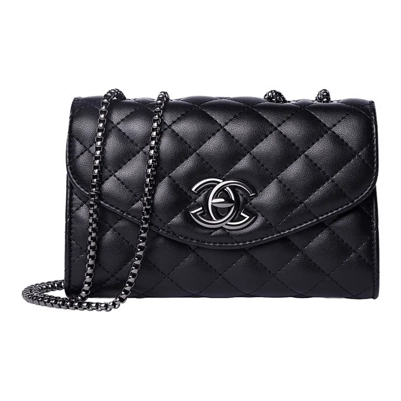 PESASRIE Cow Leather Shoulder Bag, Crossbody Bag Women's Black-0