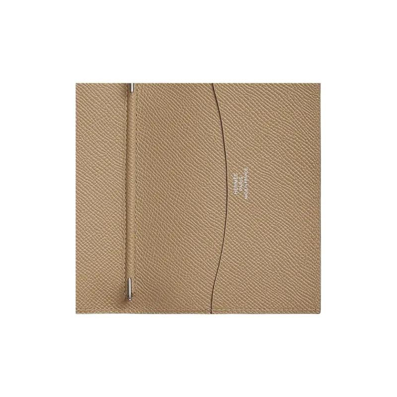 HERMES Simple Epsom Calfskin Travel Storage Bag Unisex 1C Poussiere Dusty Brown/Cardamom Green-2
