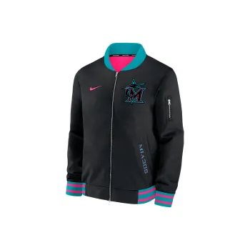 Nike Miami Marlins Authentic Collection City Connect Men's Nike Mlb Full Zip Bomber Jacket