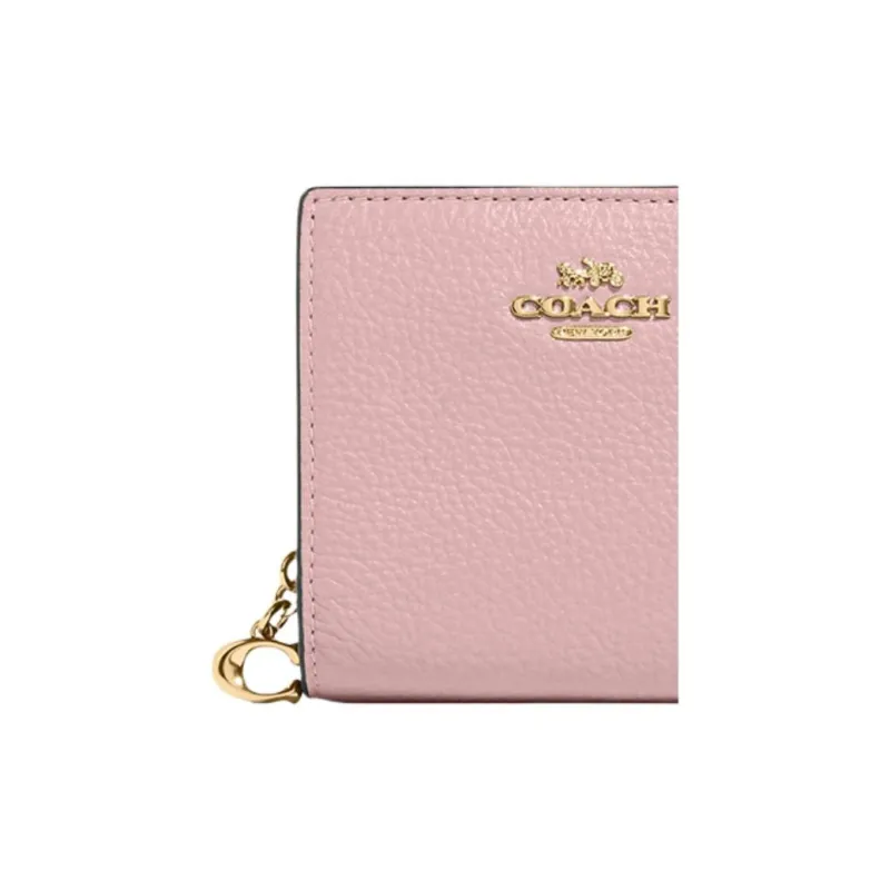 COACH Snap Wallet Pebbled Leather Wallet Women's Pink-2