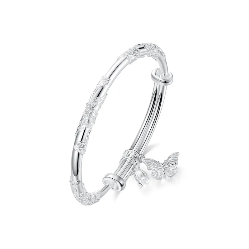 Nine Music 999 Fine Silver Bangles Women's Bestie Mom Exquisite Box-11