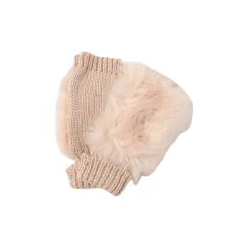 Beams Faux Fur, Polyester, Acrylic Knit Gloves Women's Pink