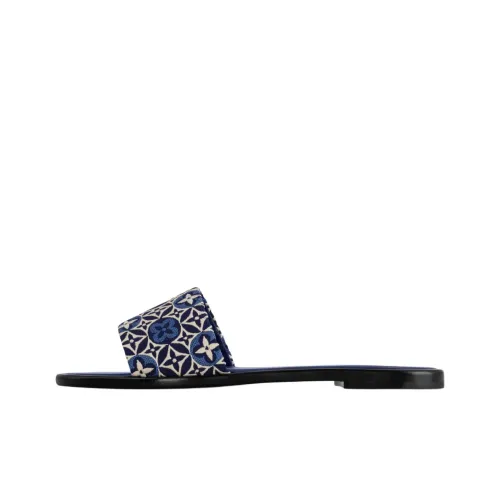 LOUIS VUITTON Lily Rubber Sole Slip Resistant Slide Slippers Women's black Blue