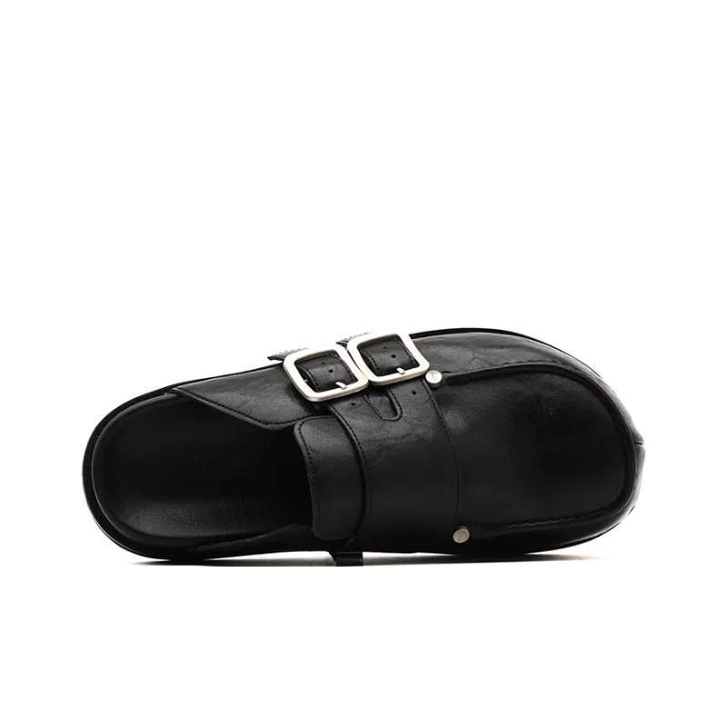 Ignition Rubber Sole Abrasion Resistant Slip Resistant Closed Toe Slippers Unisex Black-1