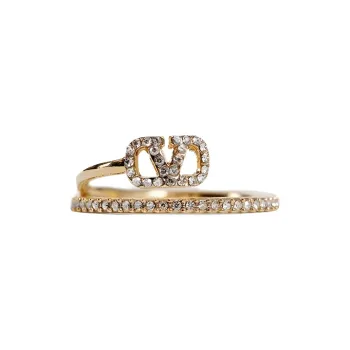 Valentino Swarovski Crystal, Resin, Brass, Metal Rings Women's Gold