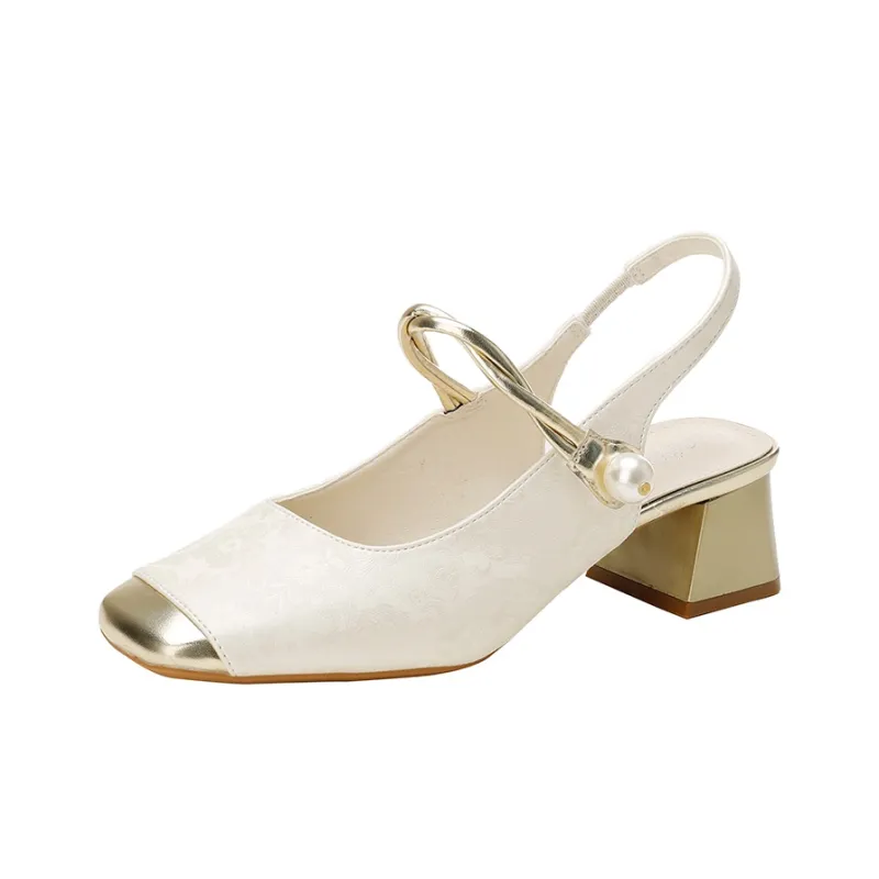 TATAYA High Heels Women's Champagne, Beige, Green-5