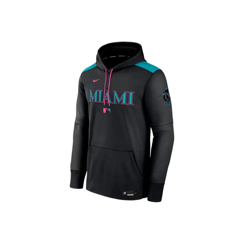 Nike Miami Marlins Authentic Collection City Connect Men's Nike Therma Mlb Pullover Hoodie-0