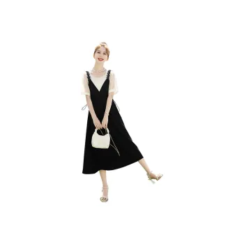 Cypress House Short Sleeved Dress Women's Black & Beige Color