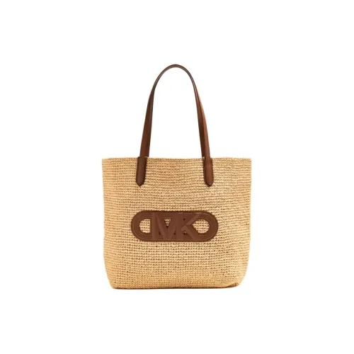 MICHAEL KORS Eliza Series Raffia Tote Bag, Shopping Bag, Handbag Women's Beige