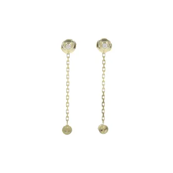 CARTIER Diamond 18K Gold Drop Earrings Unisex Gold