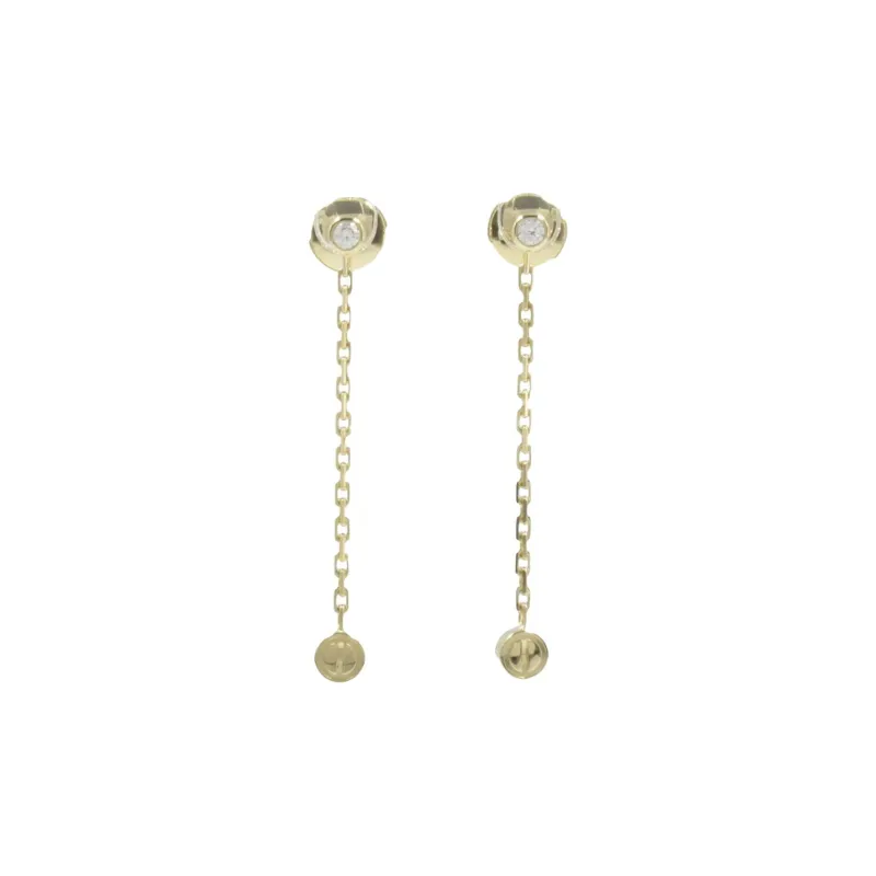CARTIER Diamond 18K Gold Drop Earrings Unisex Gold-0