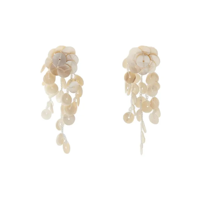 ZARA Polyamide Earrings Women's White-0