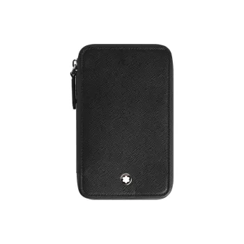 MONTBLANC Grain Cow Leather Pen Pouch Travel Storage Bag Unisex Classic Black