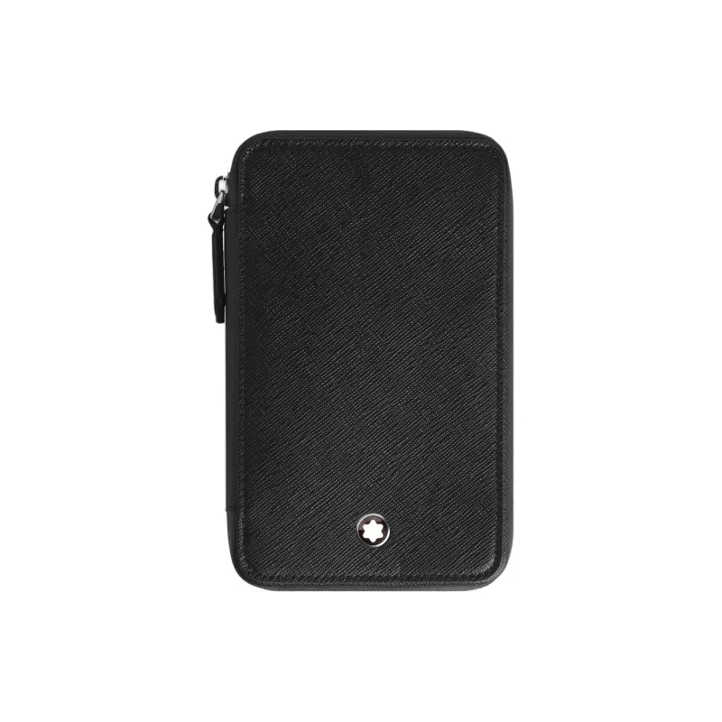 MONTBLANC Grain Cow Leather Pen Pouch Travel Storage Bag Unisex Classic Black-0