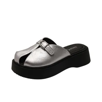 Crelinkxlat Rubber Sole Quiet, Odor Resistant, Abrasion Resistant Closed Toe Slippers Women's
