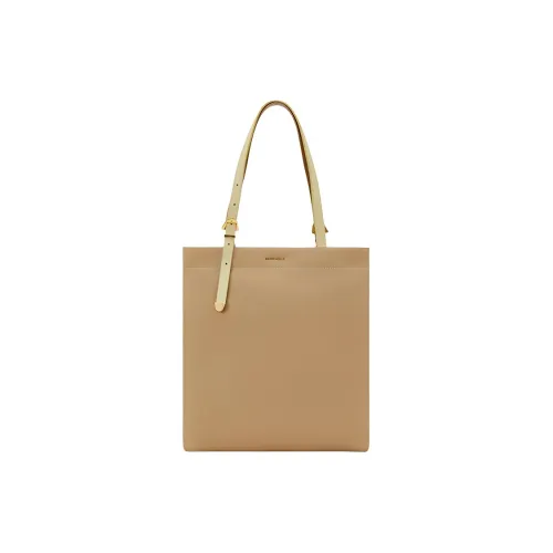 COCCINELLE Cow Leather Tote Bag Shopping Bag Handbag Shoulder Bag Women's Beige With Lemon Juice