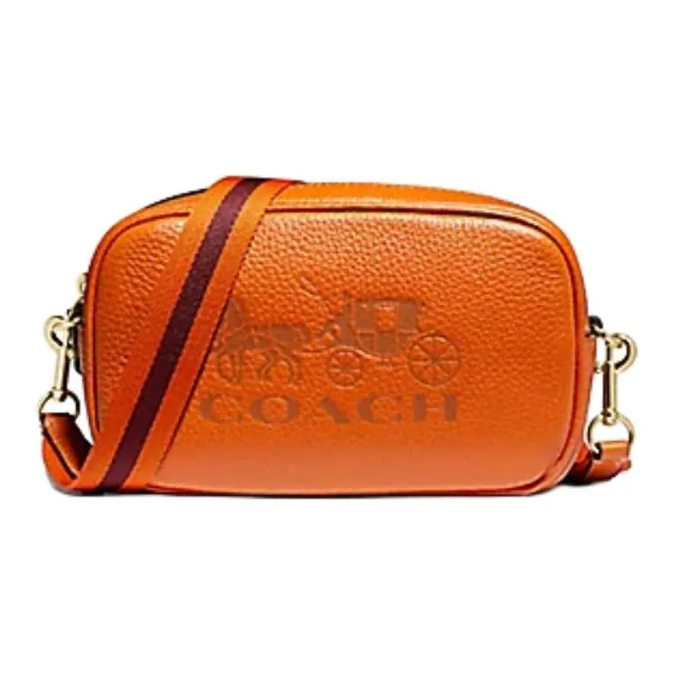 COACH Jes Leather Camera Bag, Fanny Pack, Crossbody Bag, Shoulder Bag Trumpets Women's Orange-0